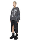 Layered Print Hoodie & Leather Skirt Set