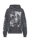 Layered Print Hoodie & Leather Skirt Set