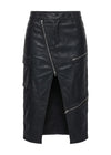 Layered Print Hoodie & Leather Skirt Set