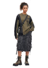 Distressed Utility Jacket & Cargo Skirt Set