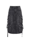 Distressed Utility Jacket & Cargo Skirt Set